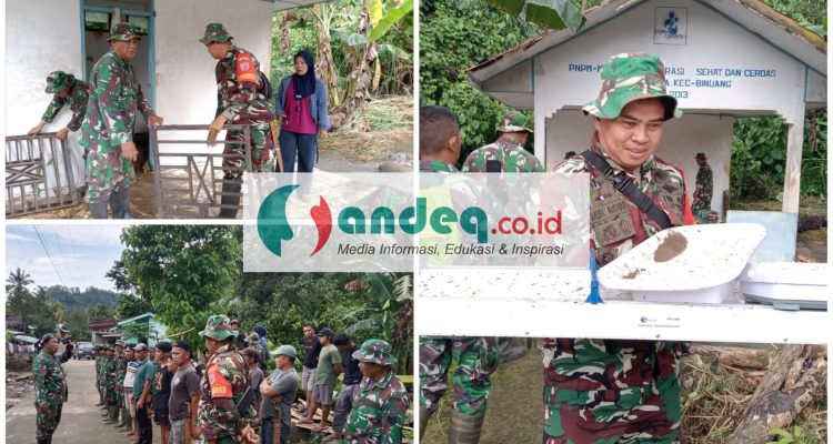 Pasca Banjir Di Desa Amola, Personel Kodim 1402/Polman Dikerahkan Bantu Warga