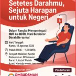 Ombudsman Sulbar akan Gelar Donor Darah dalam Rangka HUT ke-80 RI