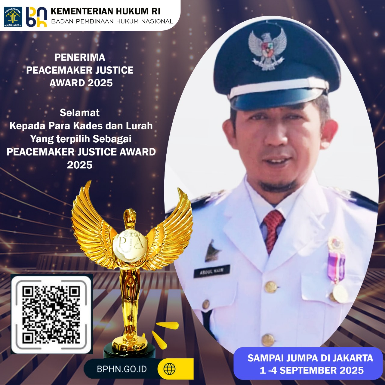 Kepala Desa Mammi Abdul Naim Jadi Satu-Satunya Perwakilan Polewali Mandar di Peacemaker Justice Award 2025