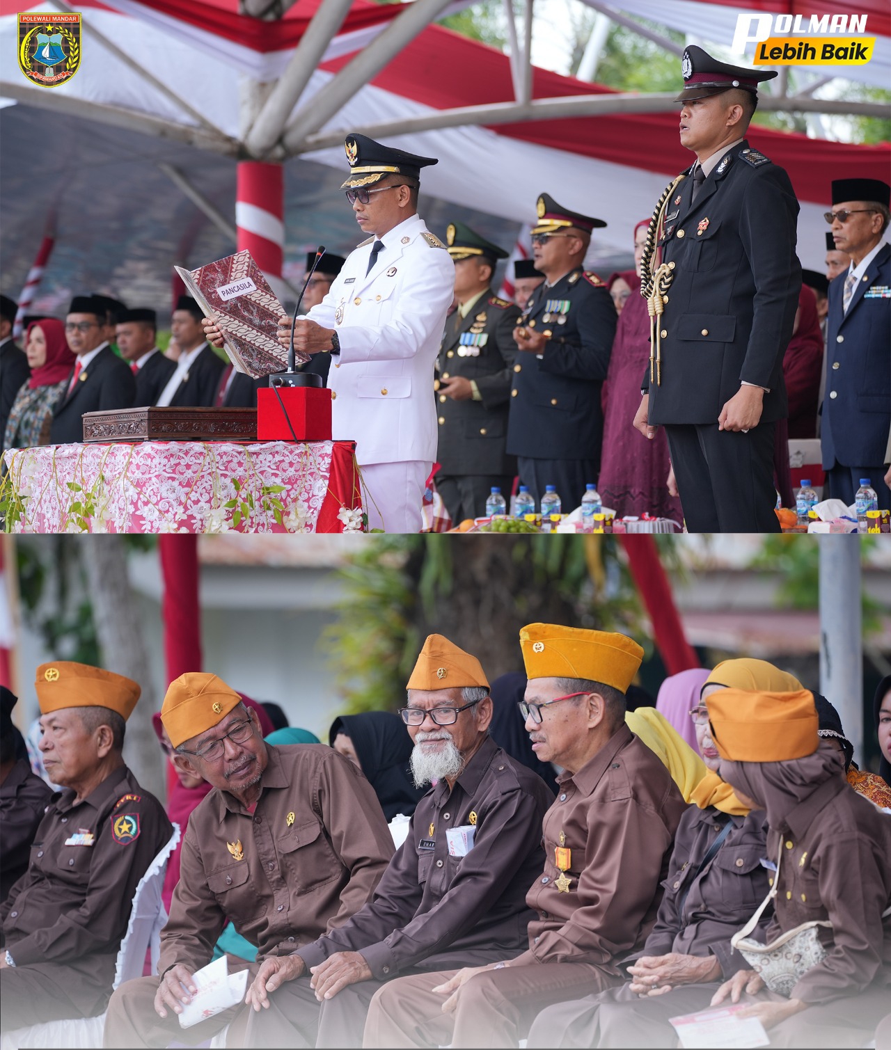 Rayakan HUT RI ke 80, Bupati Polman Beri Penghargaan Kepada ASN dan Veteran