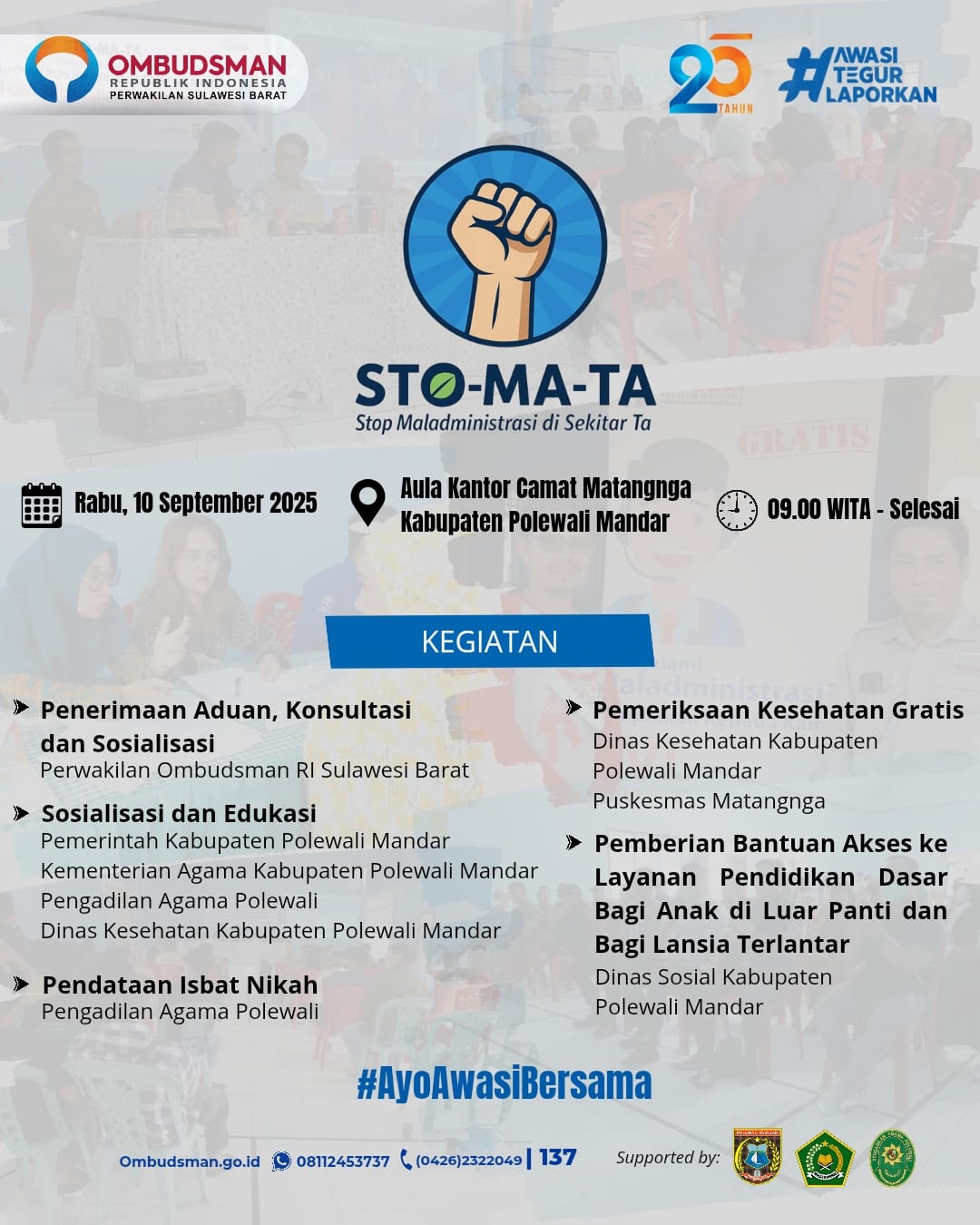 Ombudsman Sulbar Akan Gelar STOMATA di Matangnga