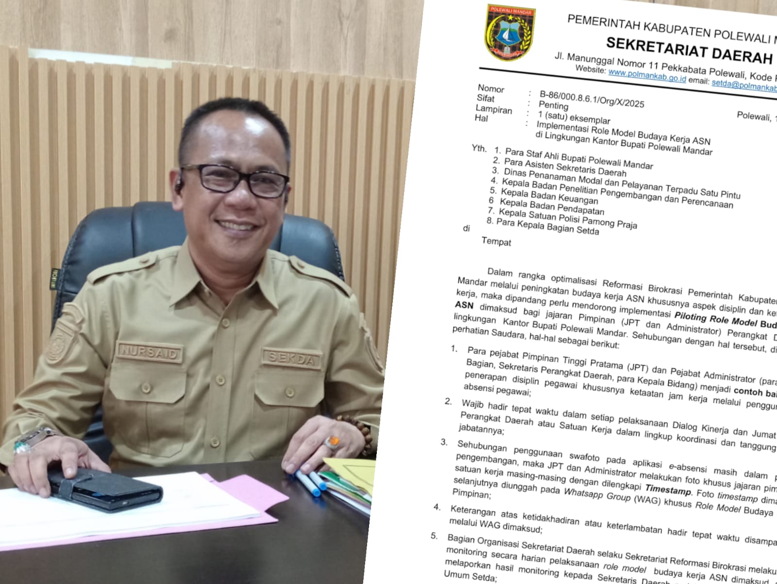 ​Aturan Baru Sekda Polman : Telat atau Absen, Pejabat Wajib Lapor di Grup Khusus