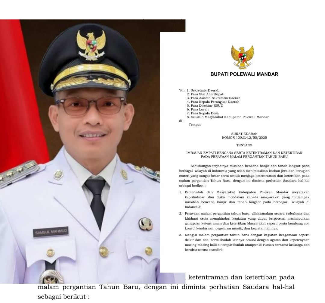 Sambut Tahun Baru, Bupati Polewali Mandar Imbau Warga Gelar Doa Bersama dan Hindari Pesta Kembang Api