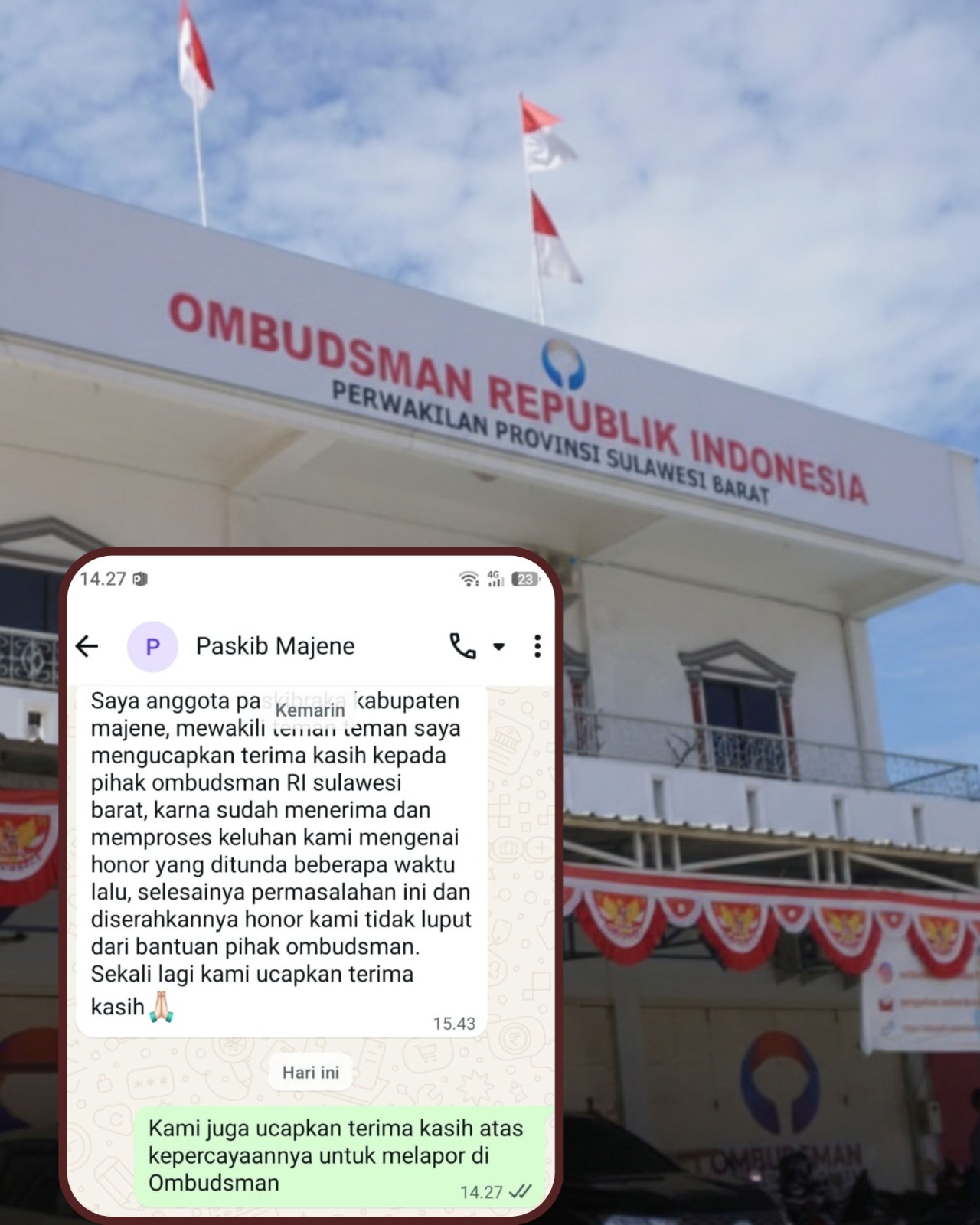 Akhirnya Cair, Paskibraka Majene Sampaikan Terima Kasih ke Ombudsman Sulbar