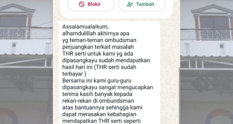 TPG THR, dan Gaji-13 Senilai Rp 5,8 Miliar Cair, Guru ASN Pasangkayu Apresiasi Ombudsman Sulbar