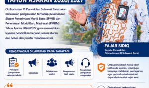 Ombudsman Sulbar Kawal Pelaksanaan SPMB dan PMBM Tahun Ajaran 2026/2027