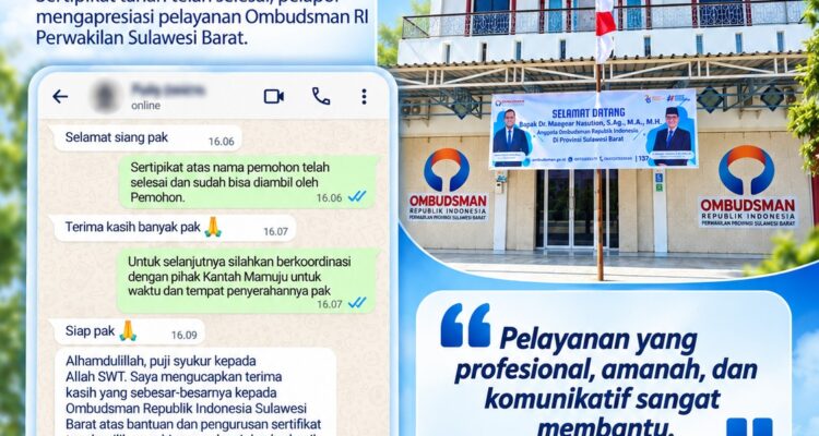 Menunggu Bertahun-tahun, Sertipikat Tanah Akhirnya Selesai, Pelapor Apresiasi Ombudsman Sulbar Menunggu Bertahun-tahun, Sertipikat Tanah Akhirnya Selesai, Pelapor Apresiasi Ombudsman Sulbar